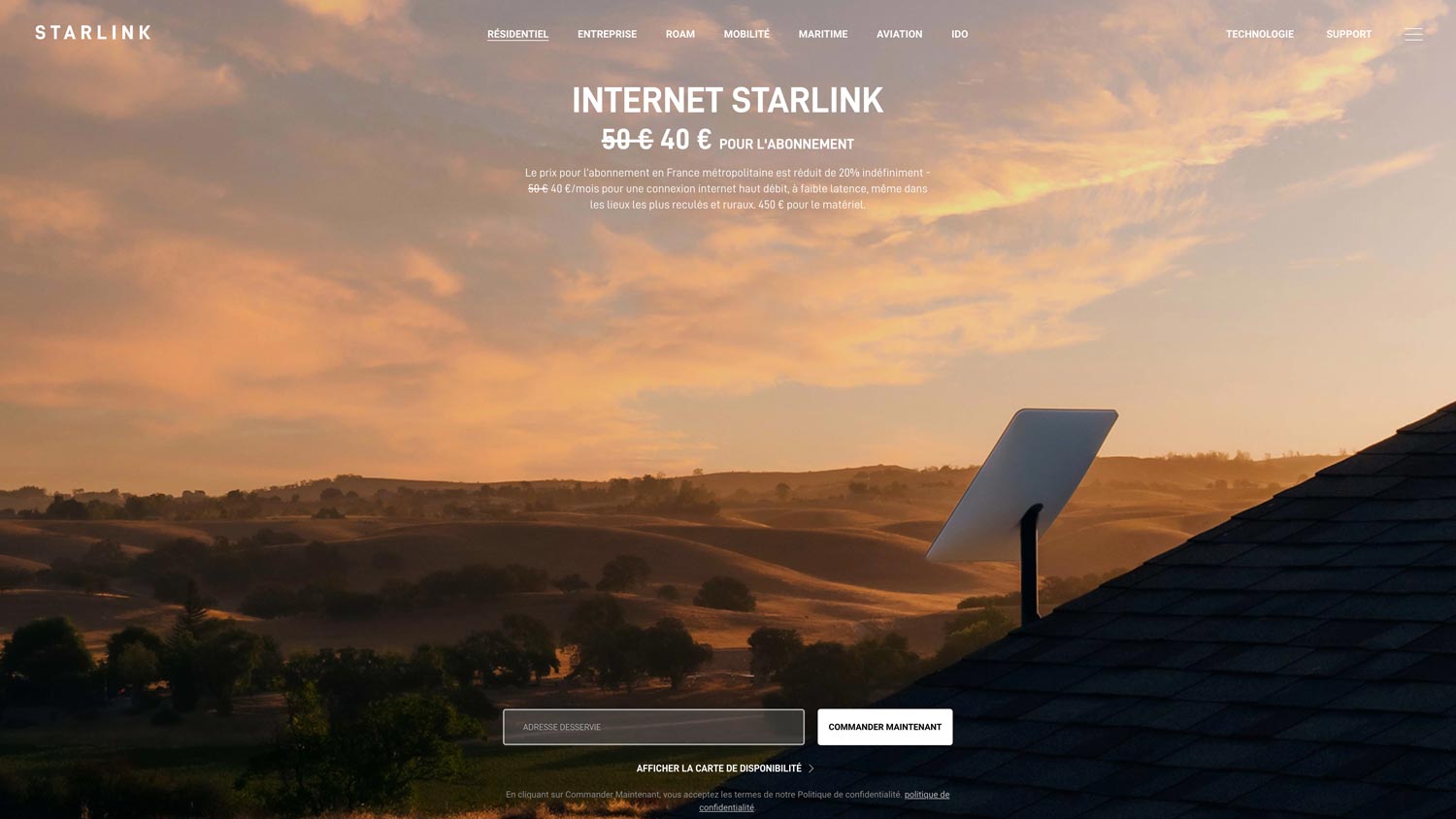 Site Internet Starlink : www.starlink.com